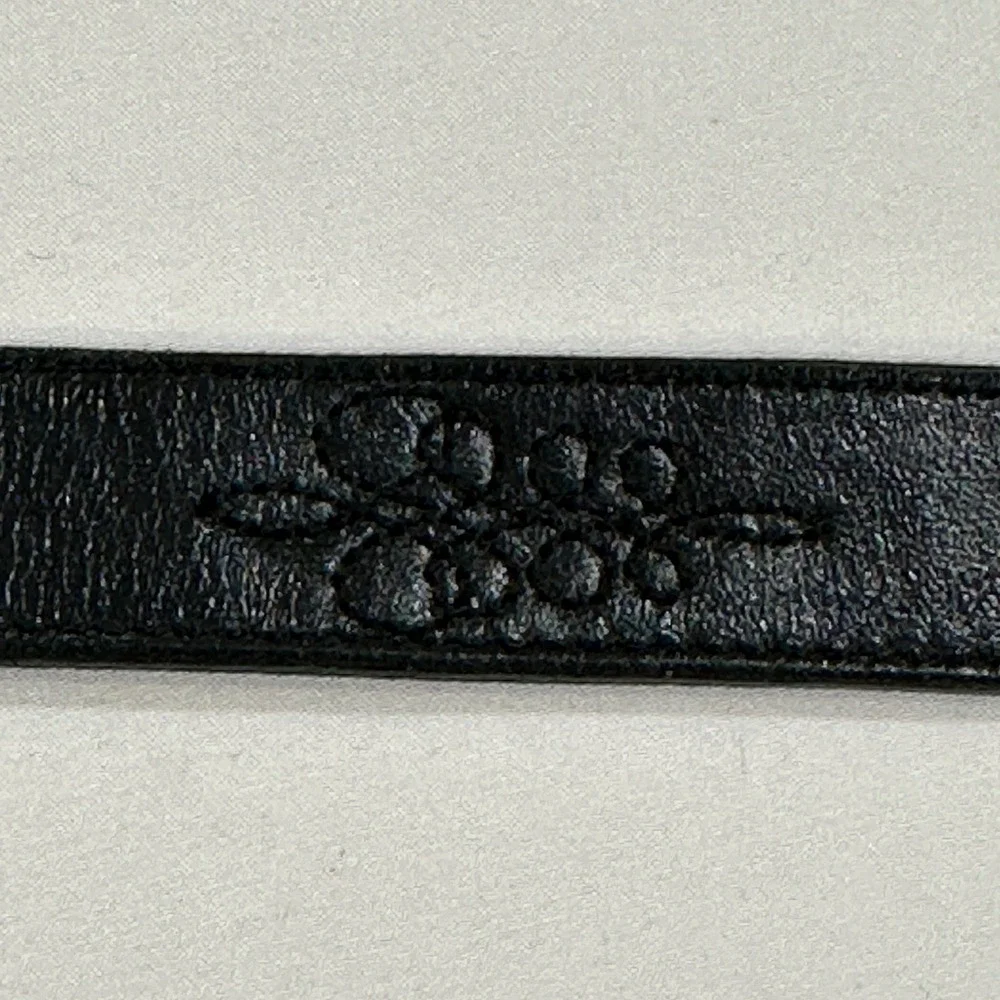 Nocona Mens Leather Western Belt 32 Black Engraved Silver Buckle USA G331
